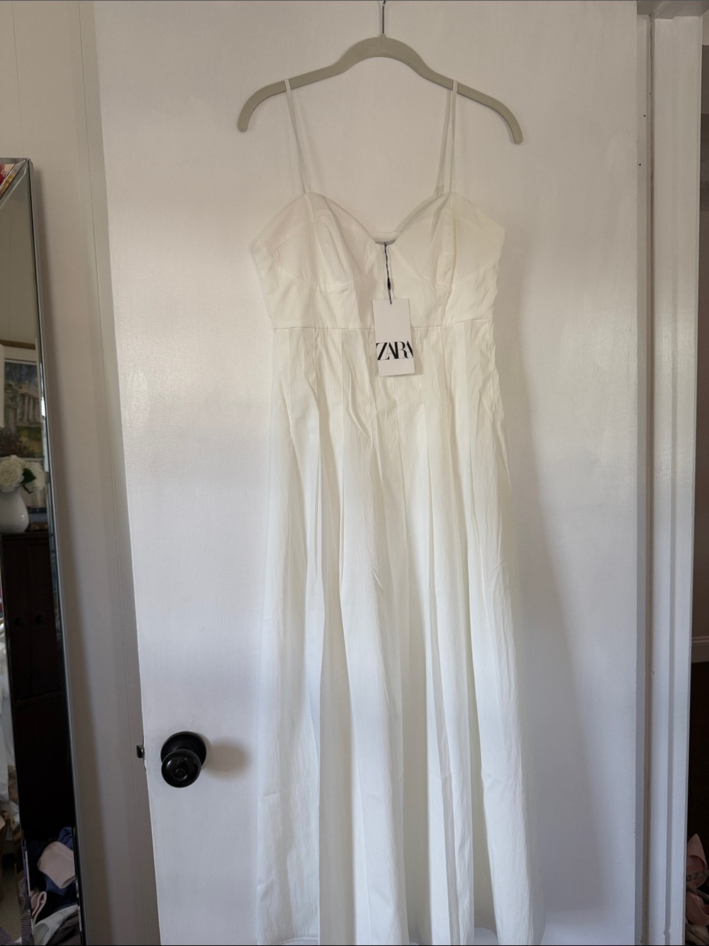 ZARA White Spaghetti-Strap Maxi Dress